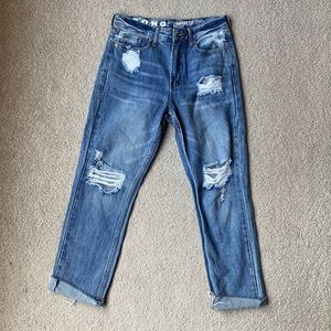 Straight Fit High Rise Cropped Jeans